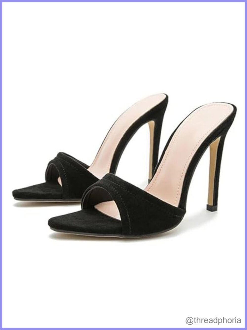 Women's Suede Stiletto Heeled Sandals Pointed Open Toe Slingback Slip On Mule